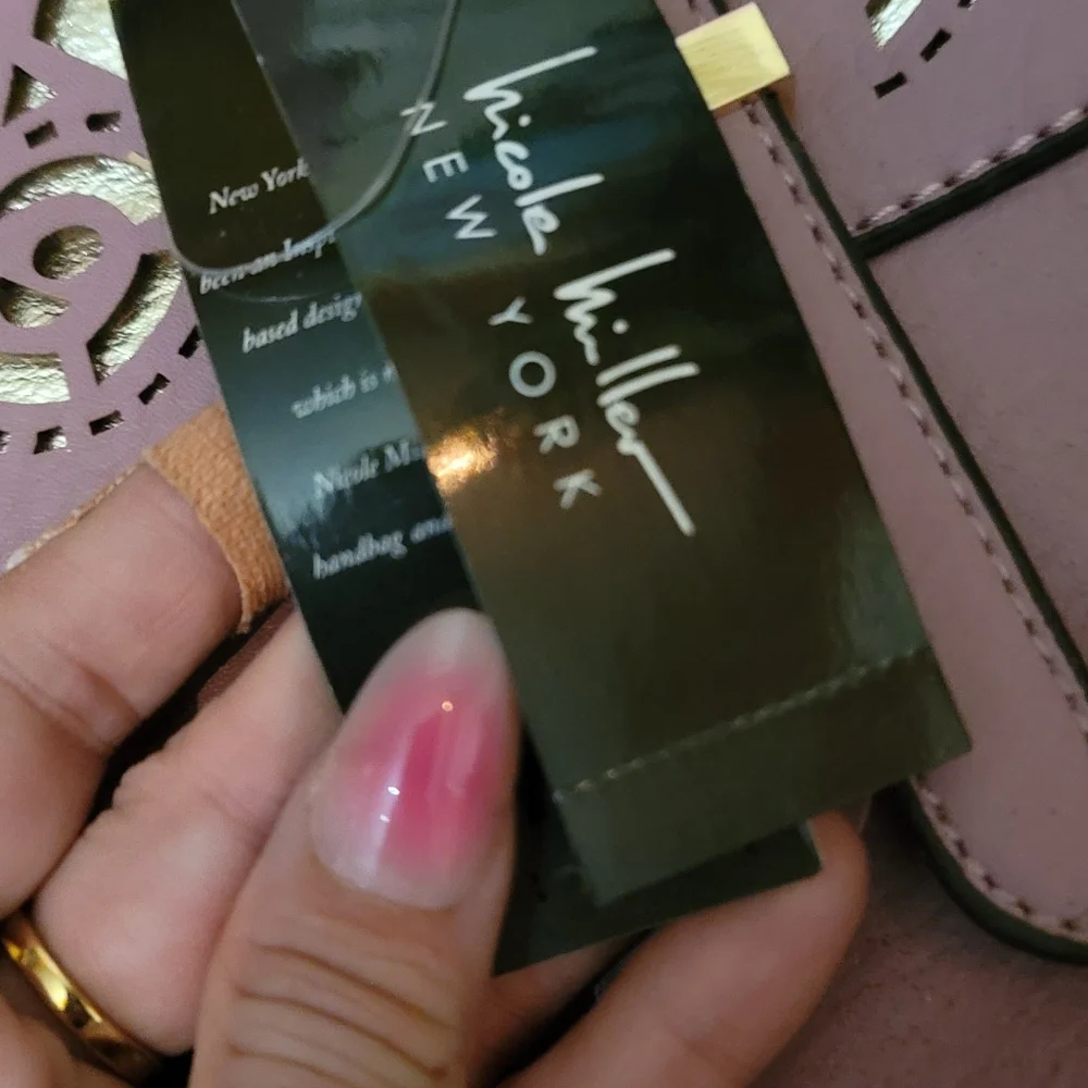Nicole Miller New York Purple and Silver Peekaboo Purse,  Tags Attached.